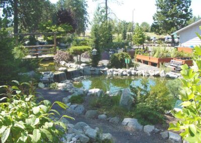 A view of part of Koi Gardens and the main Koi Pond.